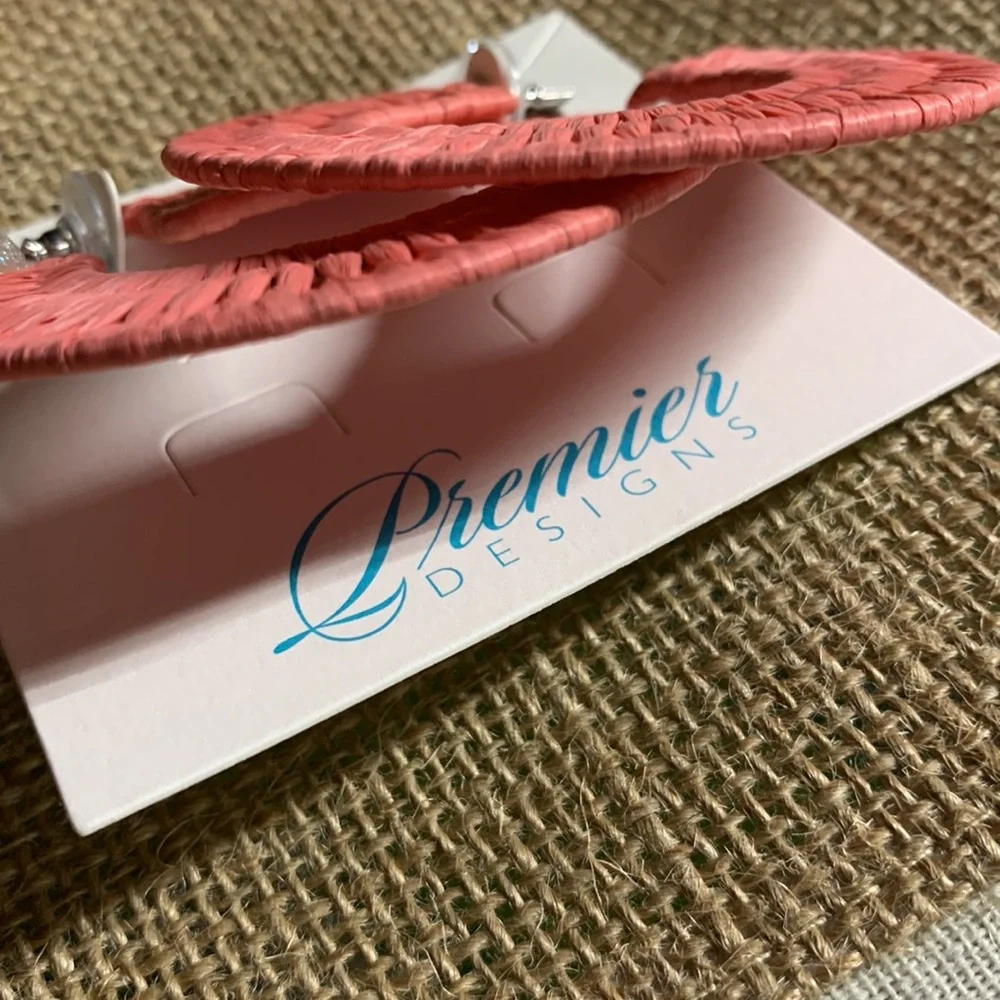 Premier Designs Tropic Raffia Wrapped Hoop Earrings